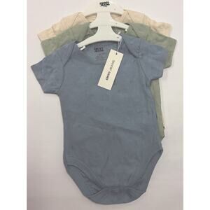 DKNY Baby Bodysuit 9-12 Months 3 Cotton Outfits Unisex Blue Green Beige NEW